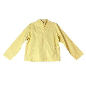 Eileen Fisher Size XL Full Zip Jacket Pale Yellow‎ Textured Lightweight Cotton